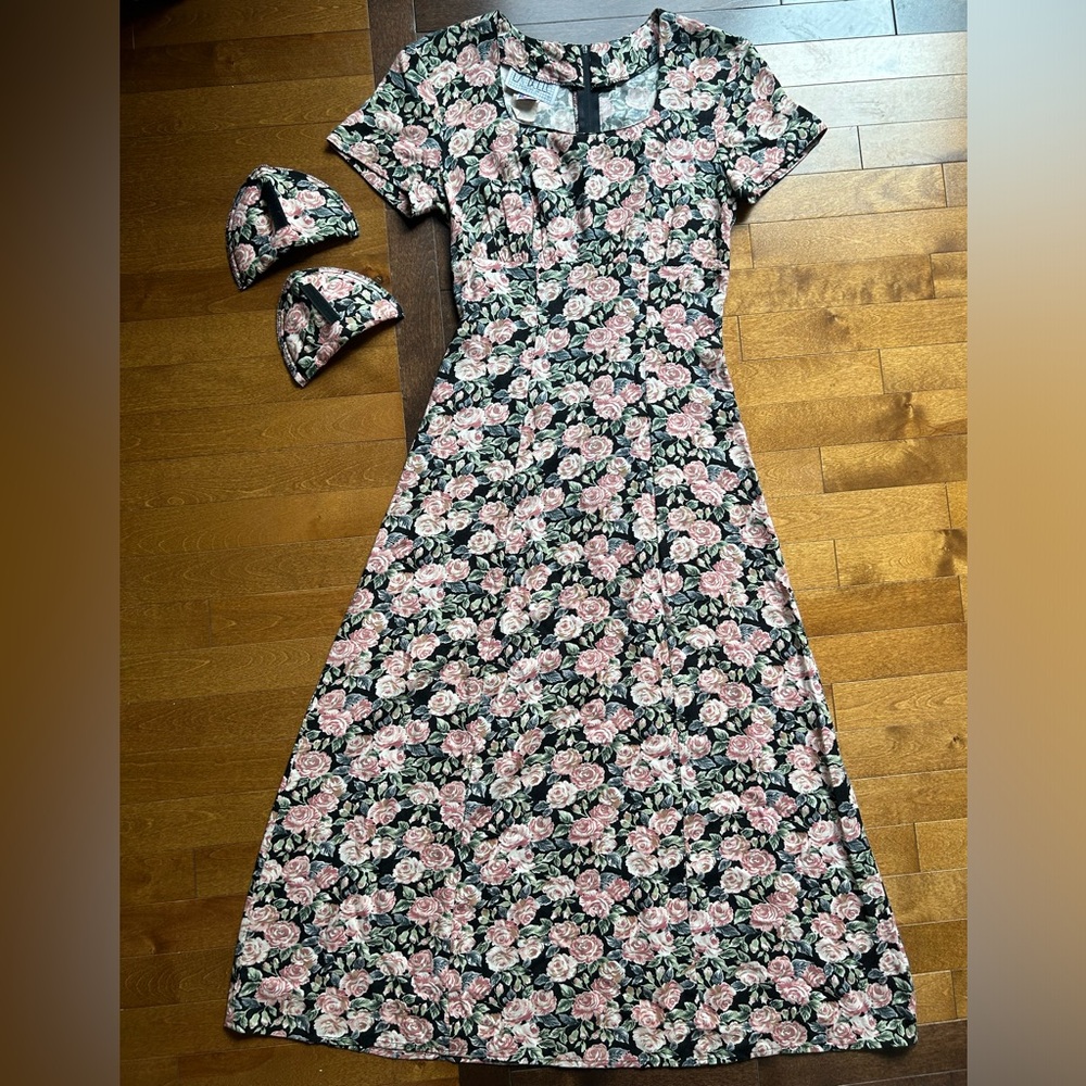 La Belle Floral Maxi Dress With Detachable Shoulder Pads